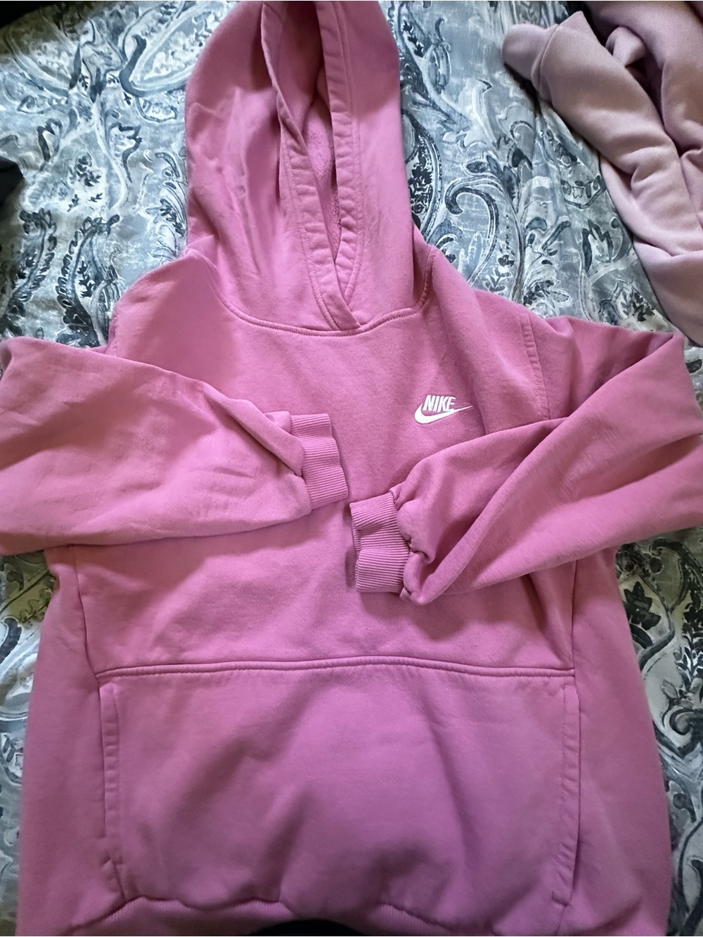 Nike kids Bubblegum Pink Hooded Pullover Sweatshirt